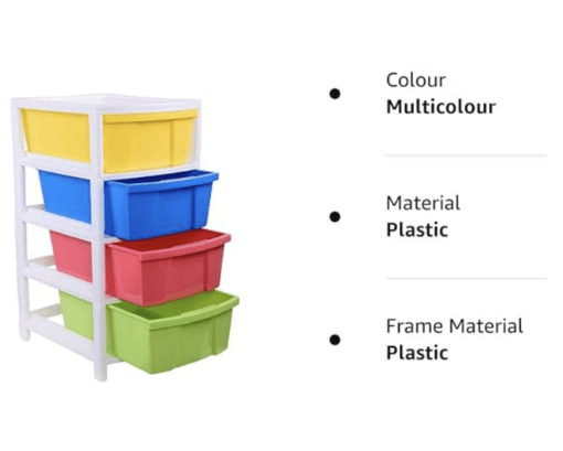 ARISTO Everest Multipurpose 4 Drawer Plastic Modular ARISTO Chest Storage Organizer, multicolour, Standard, (30.5 x 39 x 61 CM ) - Image 2